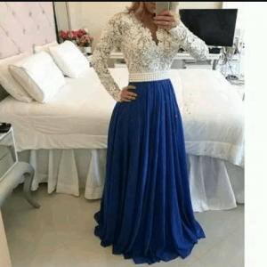 فساتين سهرة طويلة زرقاء
